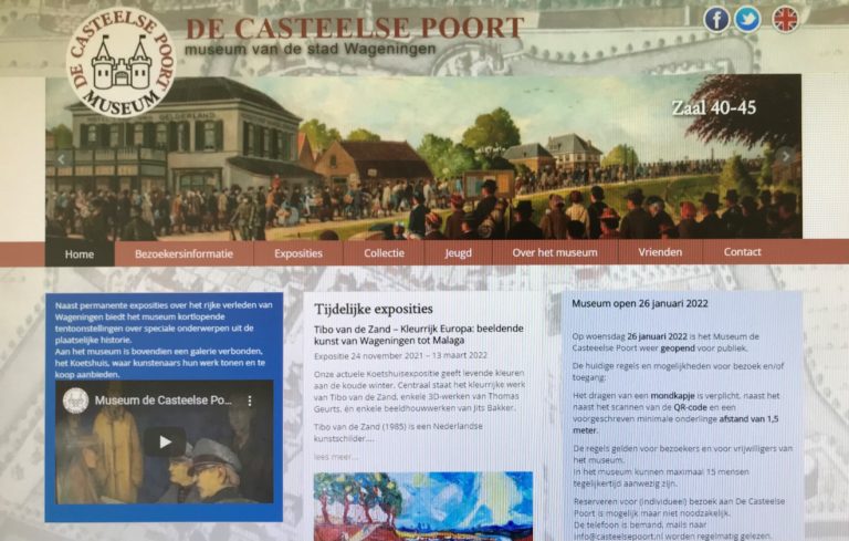Screenshot van de homepage van de website van Museum de Casteelse Poort.